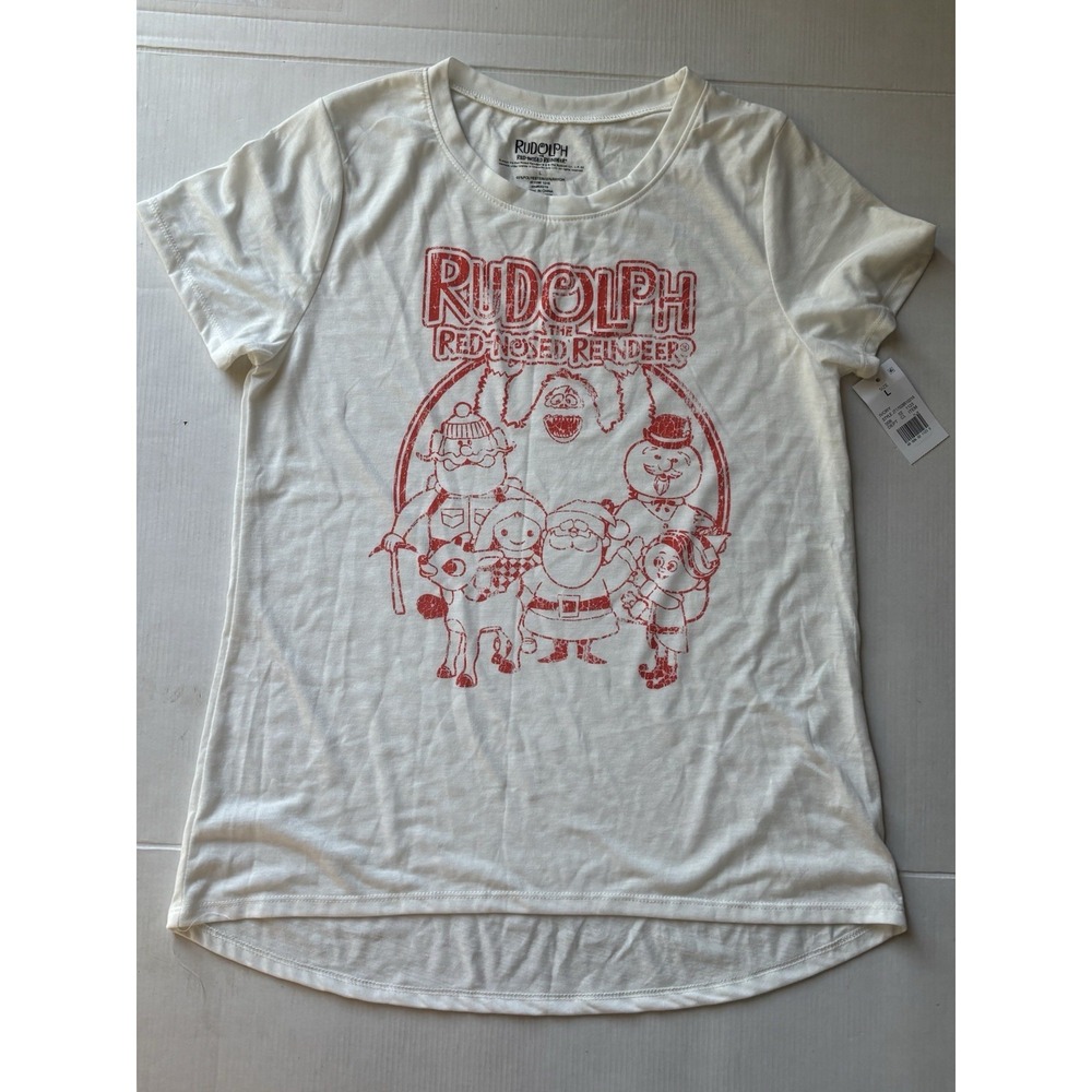 rudolph the red nosed reindeer Shirt Sleeve Tee Shirt Wmn Sz Large NWT